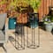 Glitzhome® Black Metal Cutout Pattern Solar Powered Outdoor Floor Lanterns Set